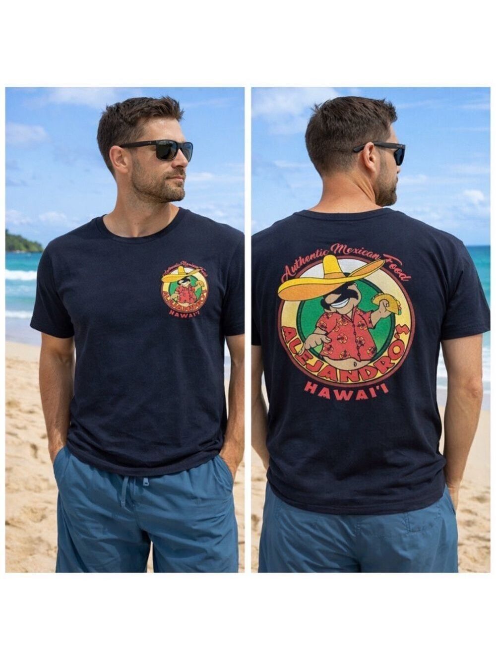 MEN’S ALEJANDRO’S AUTHENTIC MEXICAN FOOD HAWAII GRAPHIC T-SHIRT MEDIUM